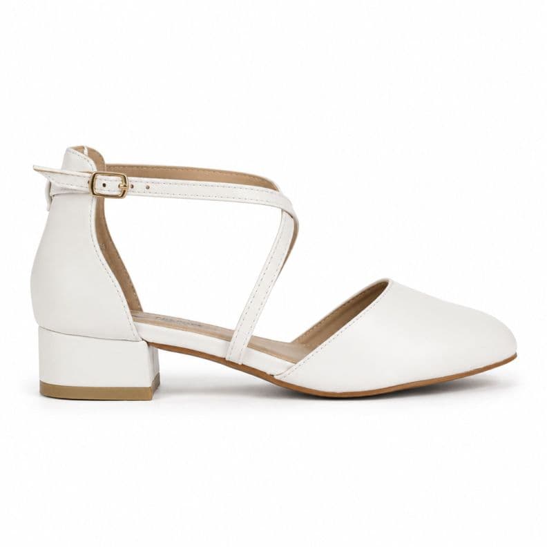 Zapato Mujer JO-027 Ecocuero Taco Cuadrado 3cm Blanco 39