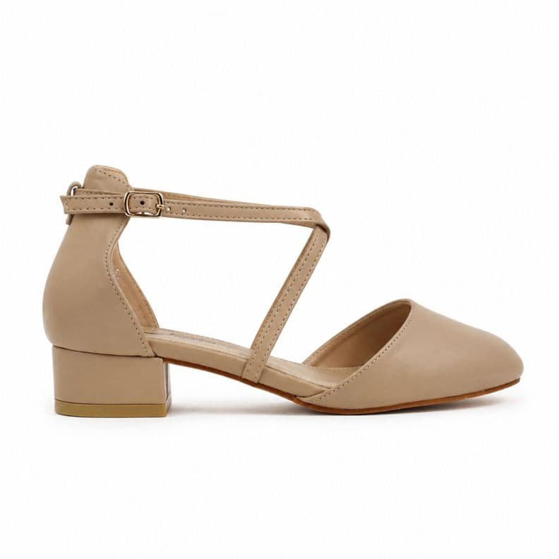 Zapato Mujer JO-027 Ecocuero Taco Cuadrado 3cm Beige 37