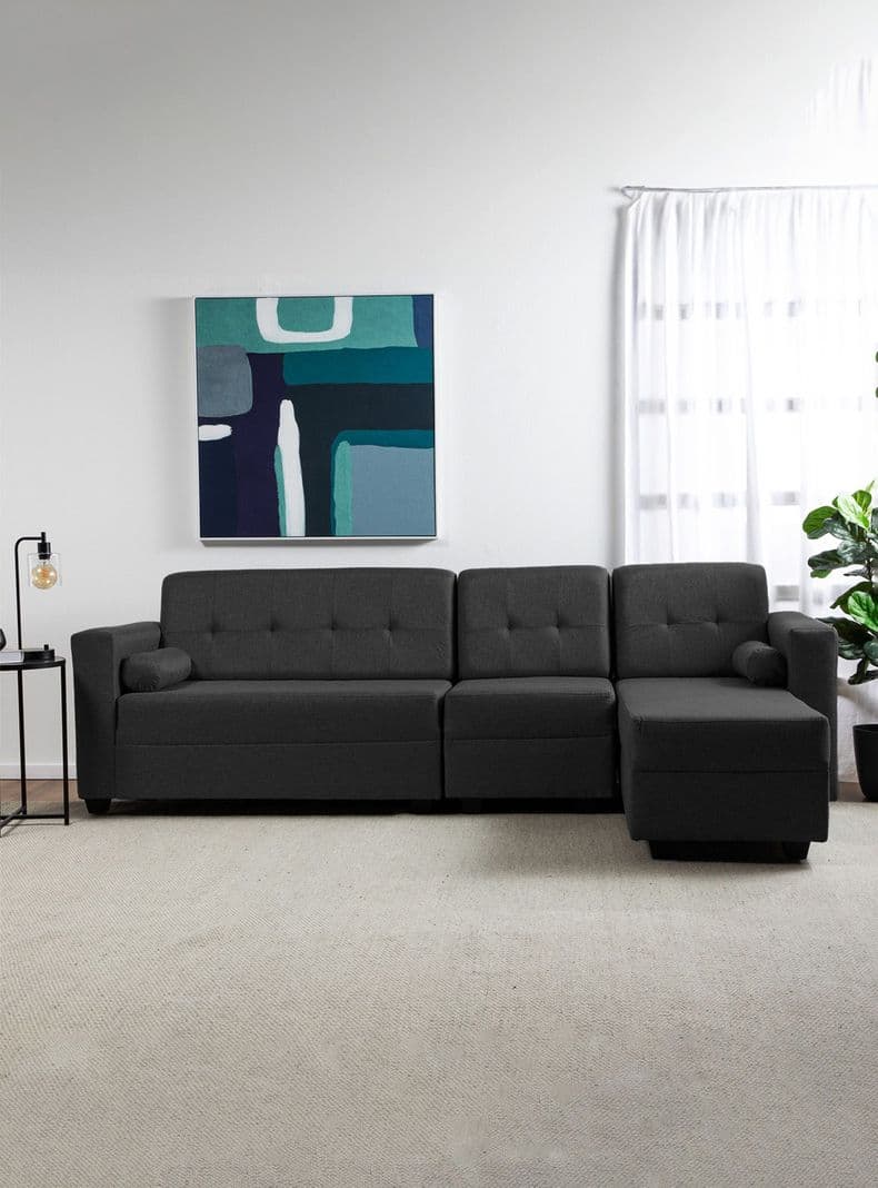 Seccional Boxter Xl Der Tela Negro