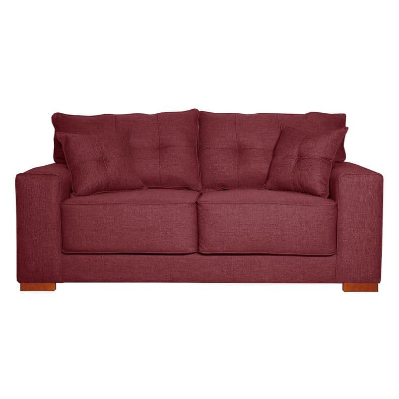Sofa Versa 2 Cuerpos Tela Burdeo