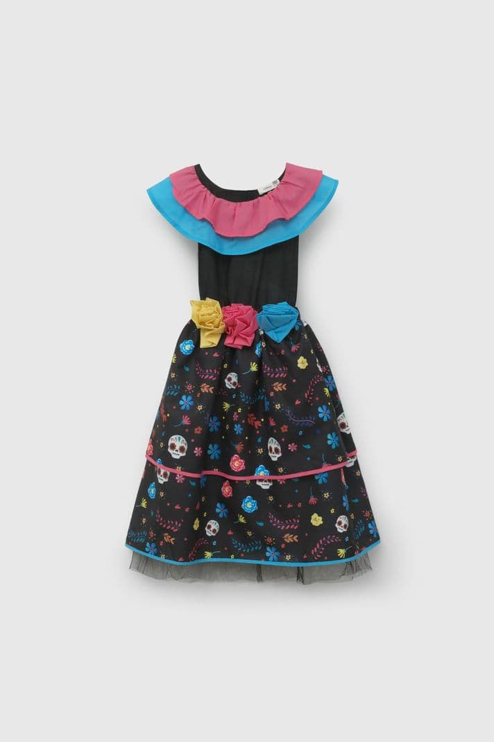 Disfraz Catrina de Nina talla 1 a 8 anos Negro 3-4 anos