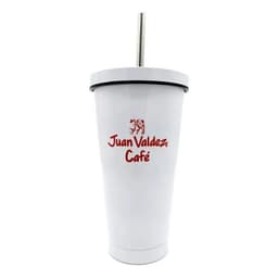 Vaso Sizzel Tumbler Metalico Con Bombilla Juan Valdez 700ml Blanco