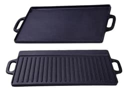 Plancha Churrasquera Reversible Fierro Fundido 42,5x23,5cm Negro