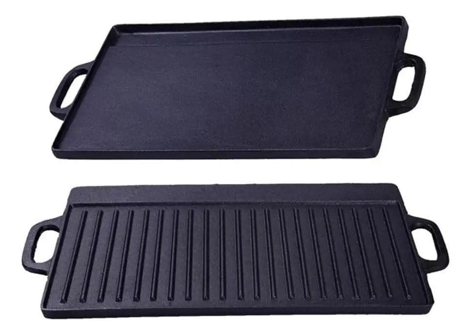 Plancha Churrasquera Reversible Fierro Fundido 42,5x23,5cm Negro