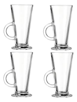 Set 4 Tazas De Cafe Vidrio Acapulco X L Capuccino Te 280ml Color Transparente