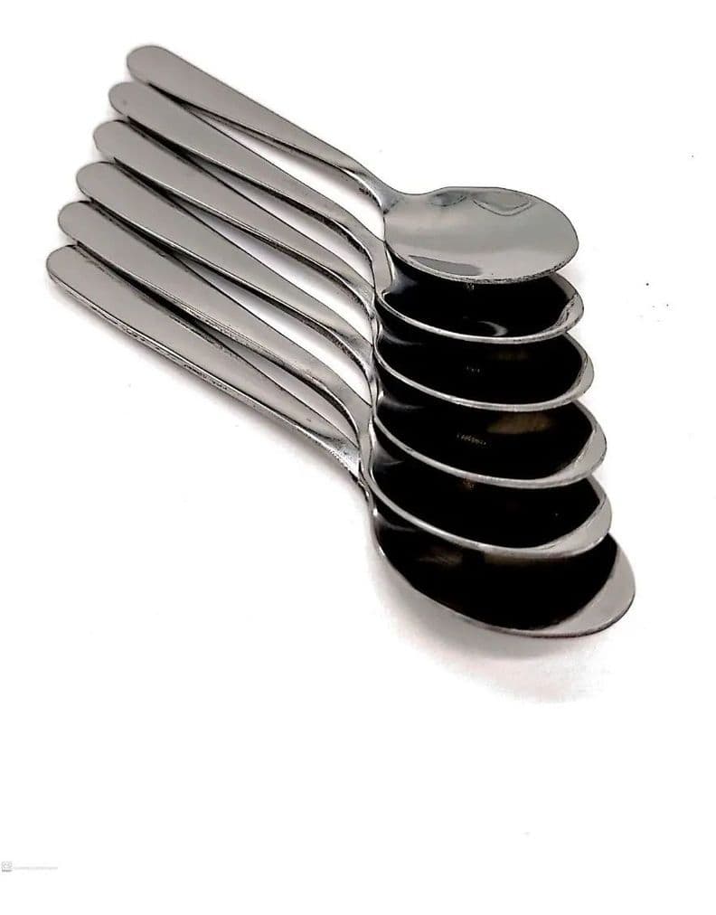 Set 6 Cucharas Acero Inoxidable Premium Te Cafe Postre Gris