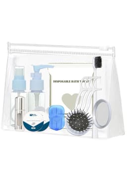 Kit de viaje botellas perfume toalla cepillo espejo jabon