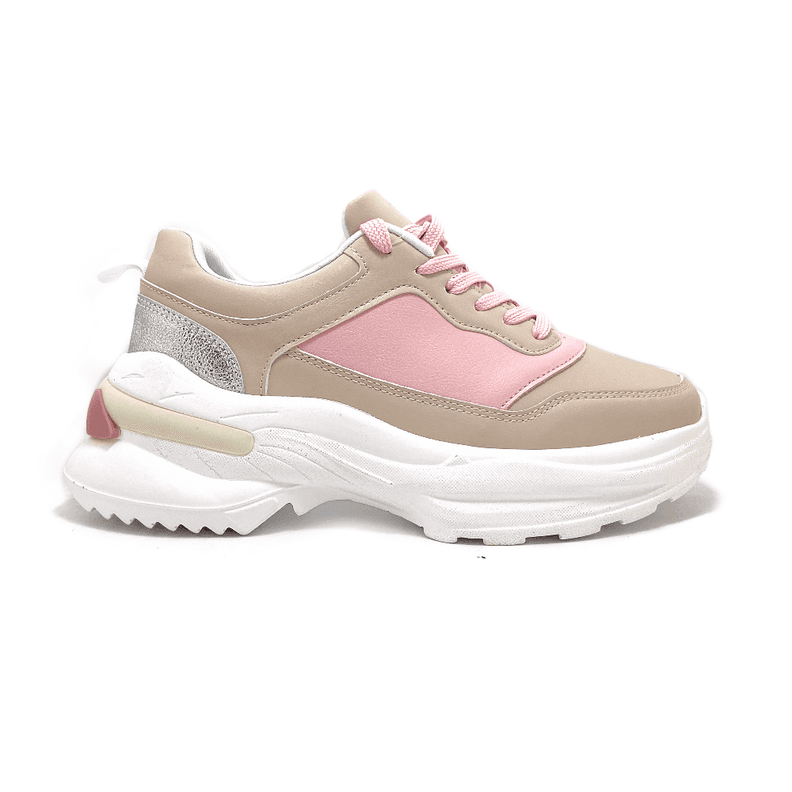 Zapatilla Lucia Beige Rosa - MININAS Crema 41