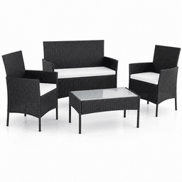 Juego Terraza Rattan 4 piezas. Negro