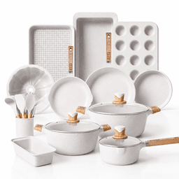 Set de Cocina Antiadherente Multifuncional con Moldes y Utensilios Blanco