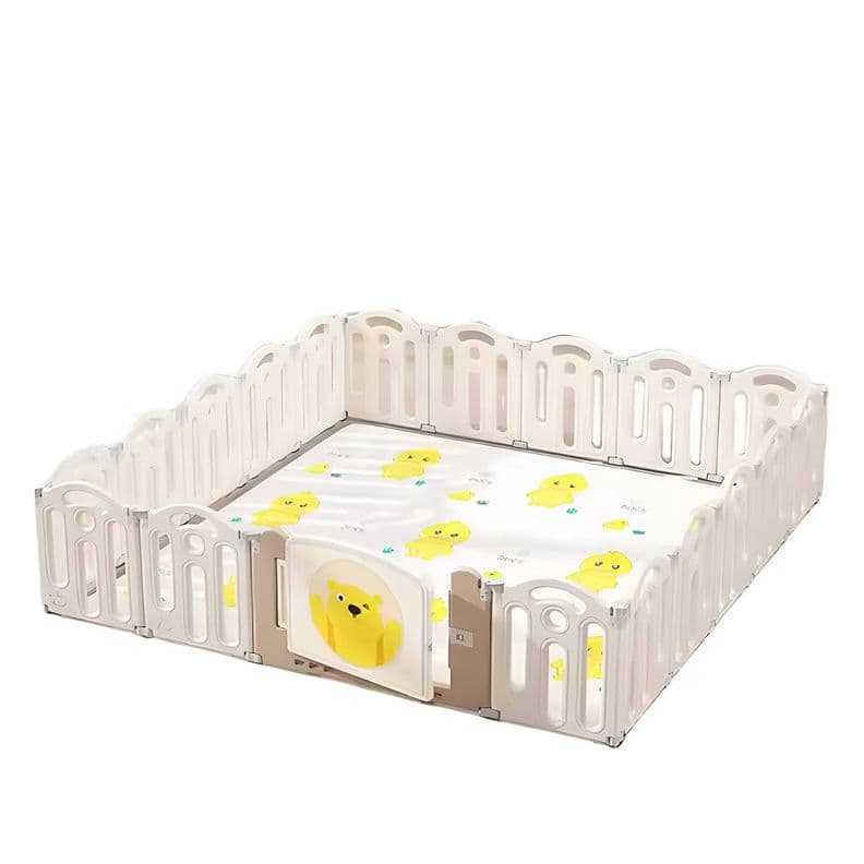 Corral de juegos didactico +Alfombra Antigolpes 160x160x48cm Beige
