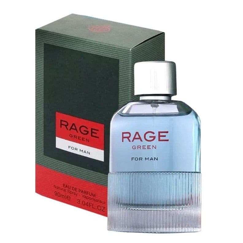 Perfume Fragrance World Rage Green For Man EDP 90 Ml Verde