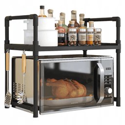 Rack Estante Organizador De Cocina Para Microondas 2 Niveles Negro
