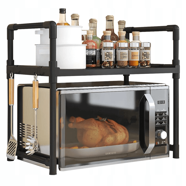 Rack Estante Organizador De Cocina Para Microondas 2 Niveles Negro