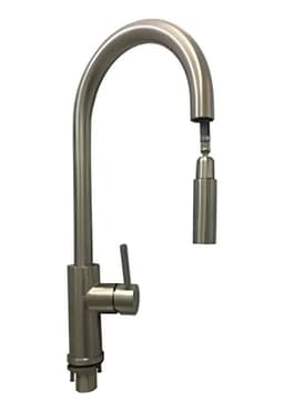 Llave Monomando Lavaplato Vertical Modern Taumm Extraible In Plateado Brillante