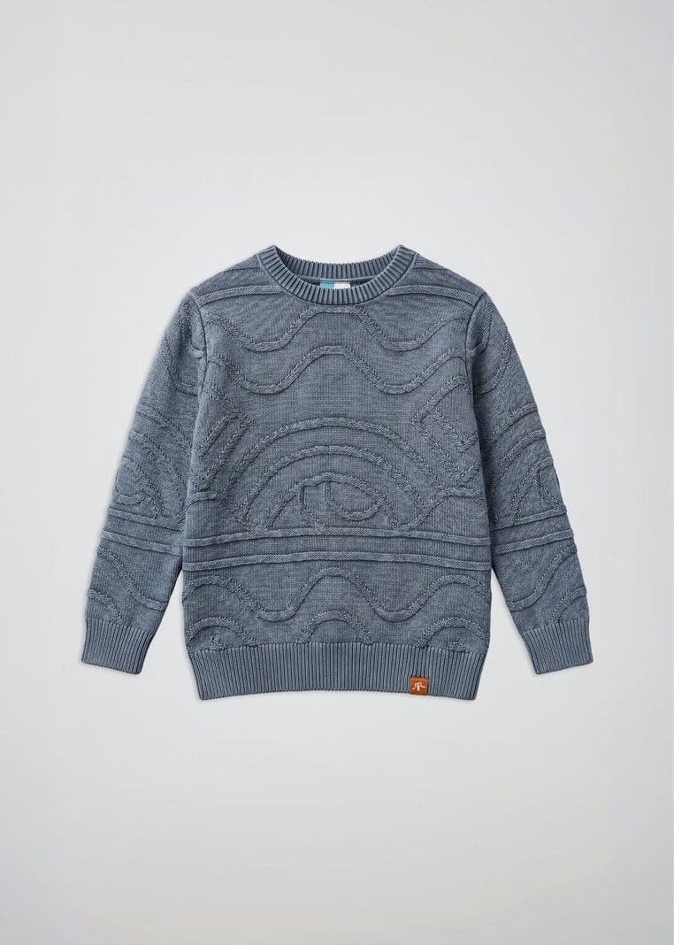 Chaleco Tejido Cuello Redondo Jacquard Ninos Azul 7-8 anos