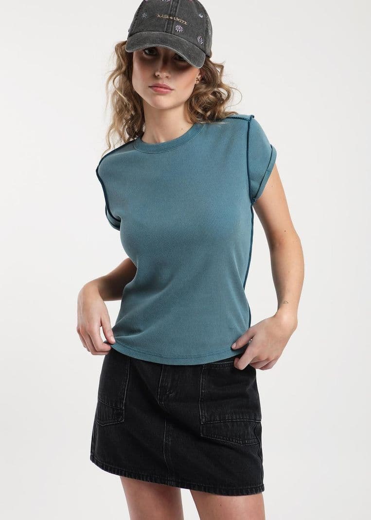 Polera Mujer Algodon Azul L