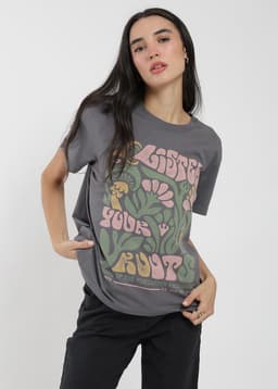 Polera Mujer Diseno Algodon Gris XS
