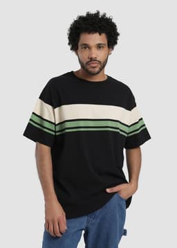 Polera Hombre Heavyweight Rayas Negro M