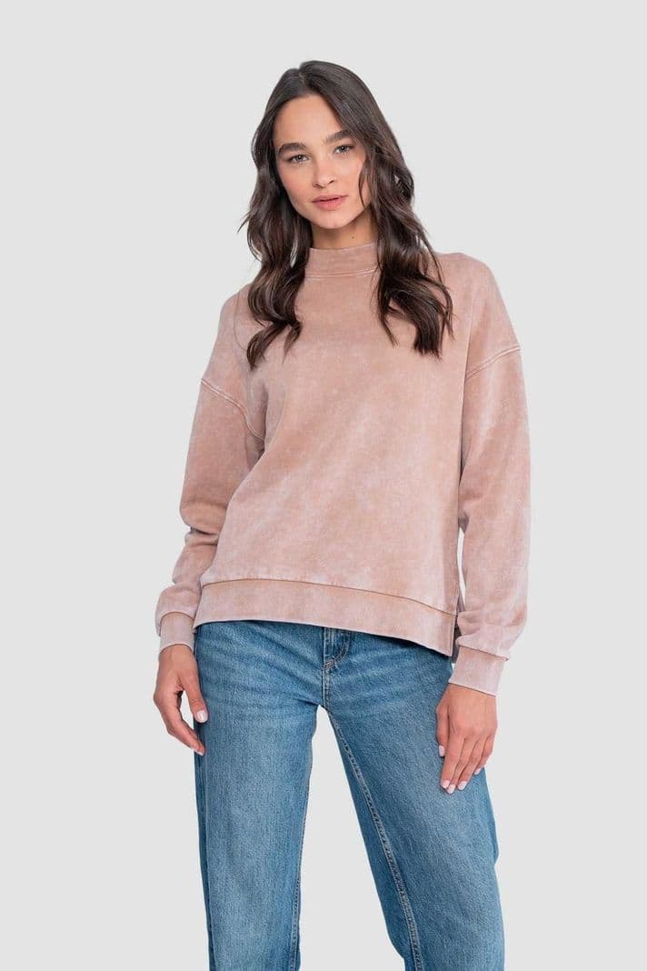Poleron Mock Neck Mujer - Terracota Naranjo S
