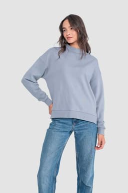 Poleron Mock Neck Mujer - Denim Celeste M