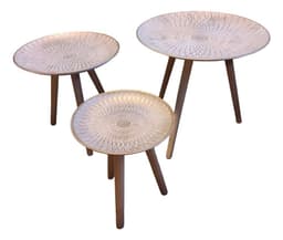 Set 3 Mesas Centro Nordica Mandala Decorativa Redonda Jhn