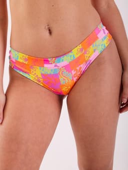Bottom de Bikini Daikiri Mujer Calzon Sin Costuras Patchwork Naranjo Fluor Filtro UV50+ M