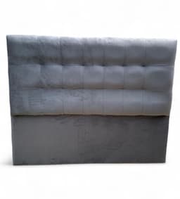Respaldo De Cama 2 Plazas Valencia Felpa Gris