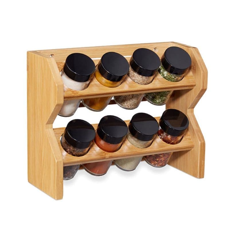 Especiero Condimentos de Madera 8 Frascos Vidrio Simplit Cafe