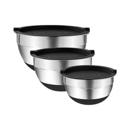 Set 3 Bowls con Tapa Acero Inoxidable Antideslizante Simplit Negro