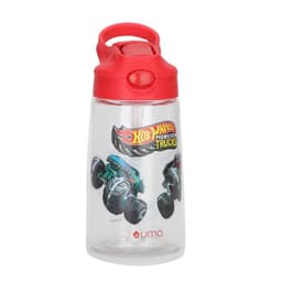 Botella Agua Ninos Hot Wheels Monster Truck 420ml con Bombilla UMA Rojo