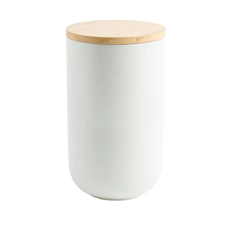 Contenedor de Ceramica Hermetico Tapa Madera L Simplit Blanco
