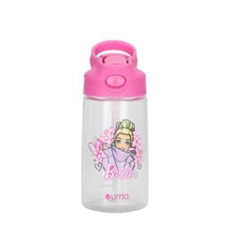 Botella Agua Ninos Barbie Love 420ml con Bombilla UMA Rosado
