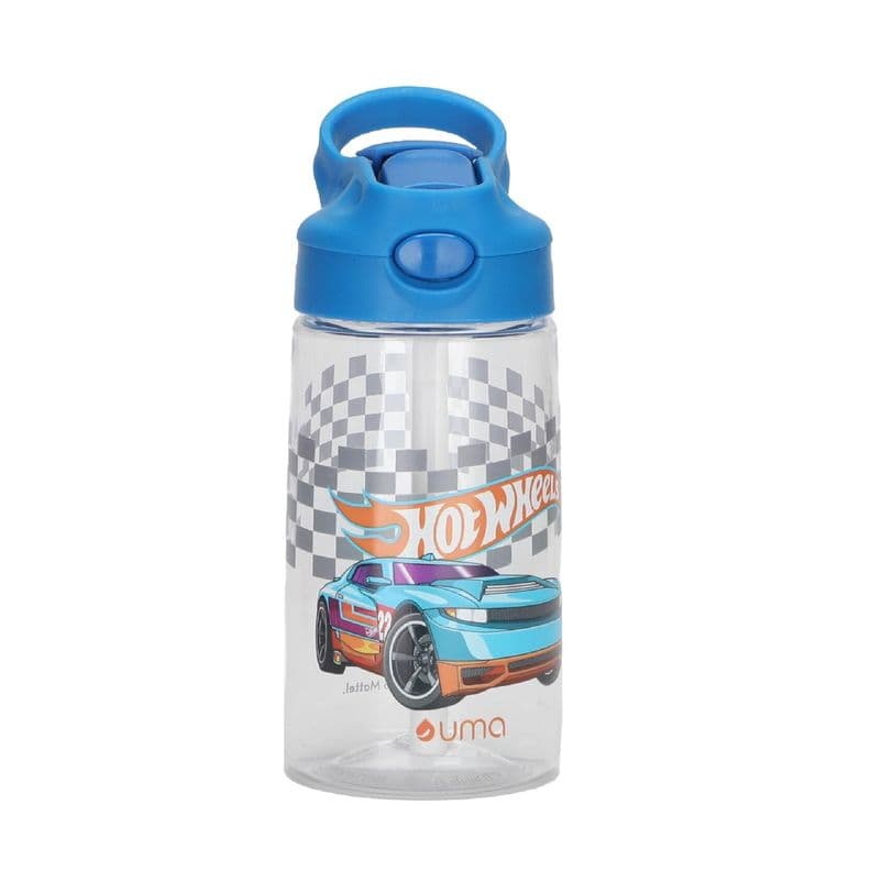 Botella Agua Ninos Hot Wheels Race 420ml con Bombilla UMA Azul