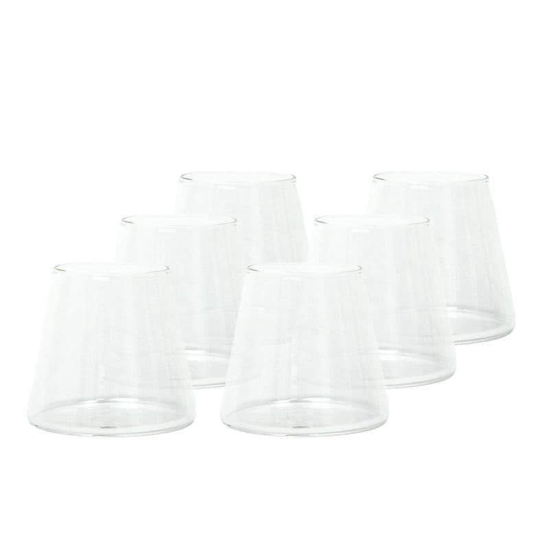 Set 6 Vasos de Vidrio Estilo Japones 320 ml Simplit Blanco