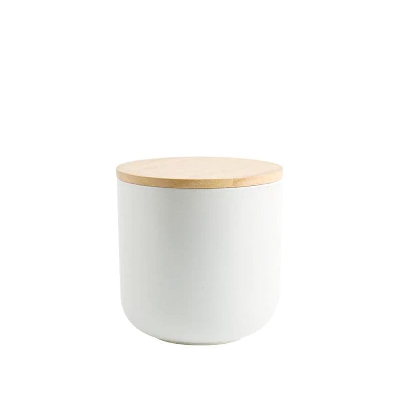Contenedor de Ceramica Hermetico Tapa Madera S Simplit Blanco