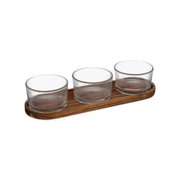 Set Aperitivo 4 Pza Vidrio y Base de Madera Secret de Gourmet Cafe Claro