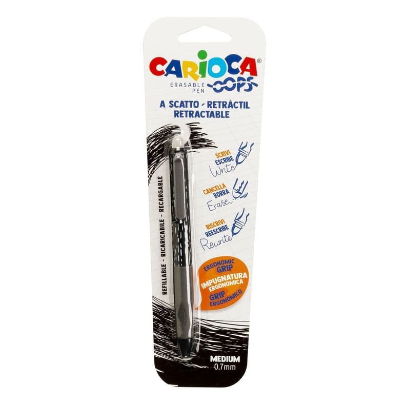 Boligrafo Borrable Retractil Carioca Oops Negro 0,7 mm