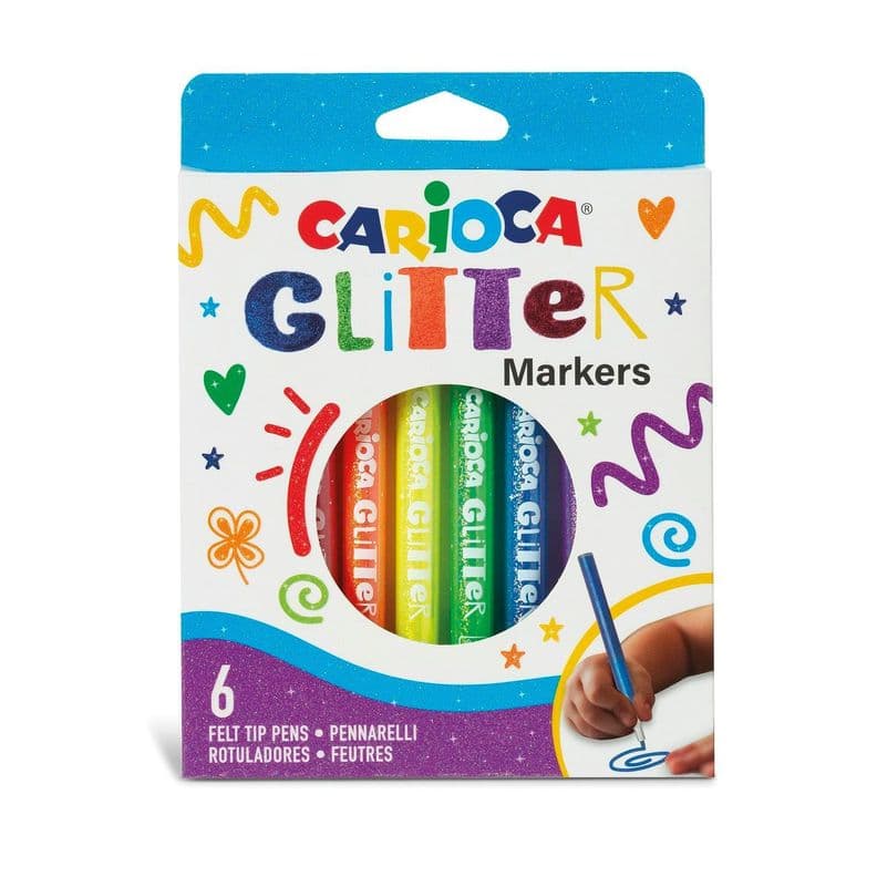 Marcadores con Glitter Carioca 6 Unidades