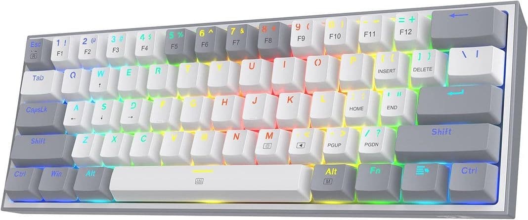 Teclado K617 Fizz 60 con cable para juegos RGB blanco y gris