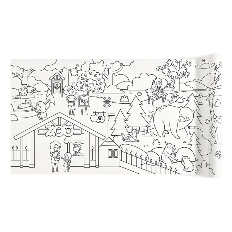Rollo Adhesivo De 4 Mt Para Pintar Animales Del Zoologico Blanco