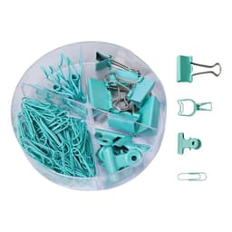 Cajita De Clips Y Doble Clip Apretadores Para Oficina 86 Pcs Verde