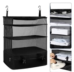 Organizador De Equipaje Colgante | Estante Plegable Maleta Negro