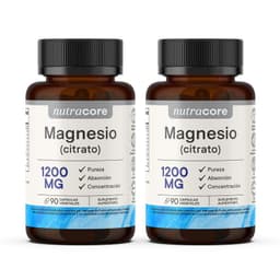 Citrato de Magnesio 1200mg 180 Capsulas - Pack de 2 - NutraCore