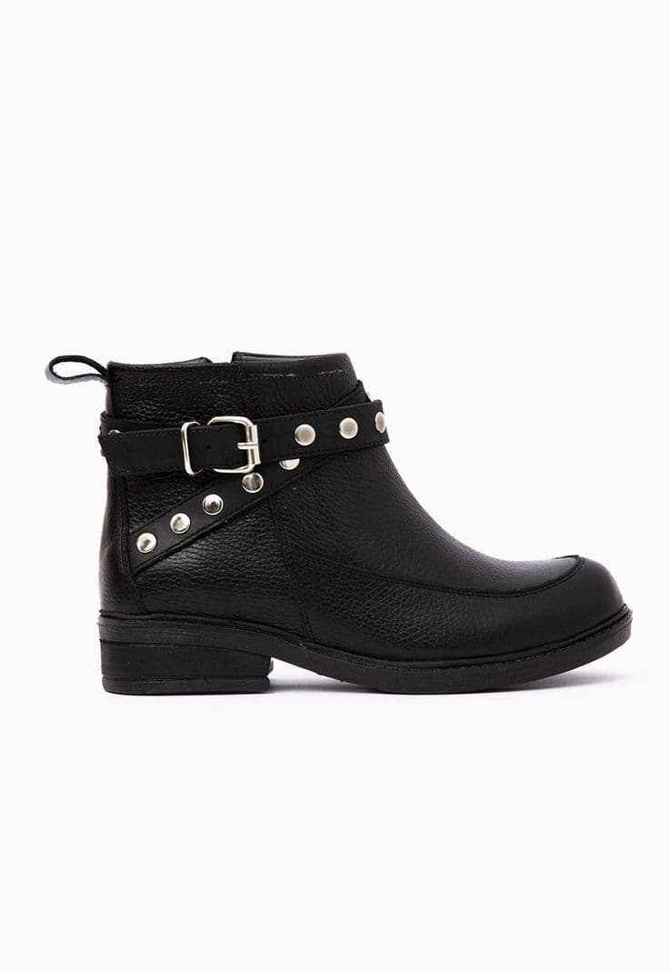 Botin Cuero Mujer Cua Negro 36