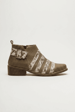Botin Cuero Mujer Pardillo Verde Print 38