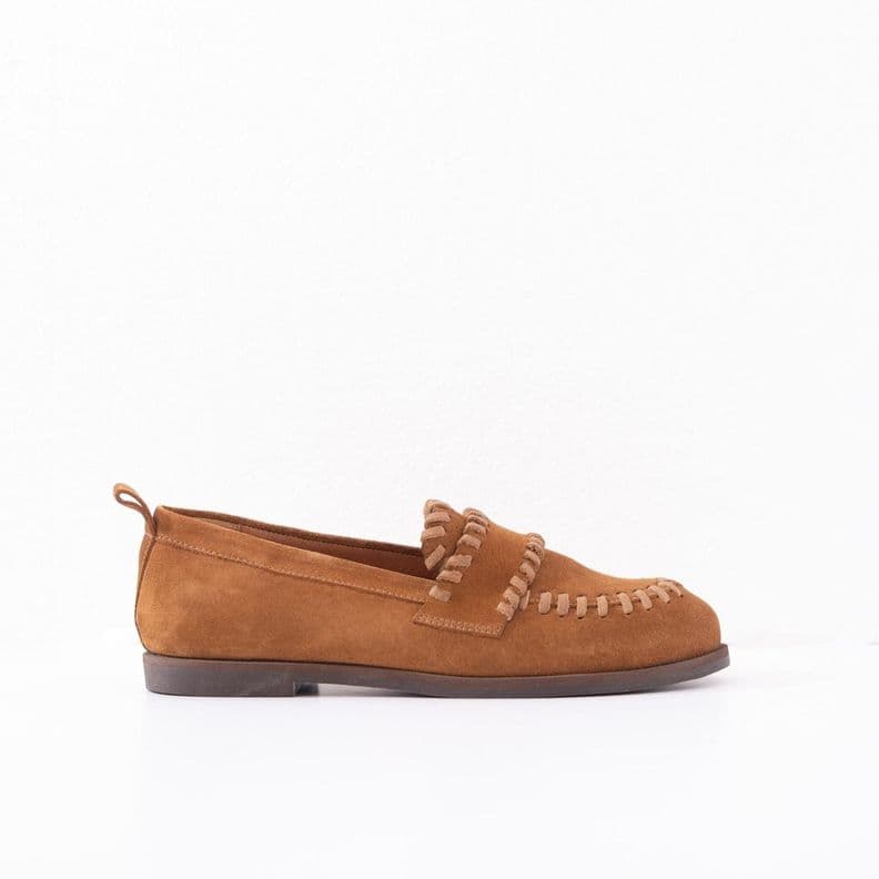 Mocasin Cuero Mujer Rocio Camel Cafe 40