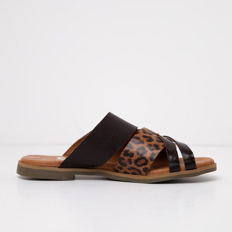 Sandalia Cuero Mujer Pino Cafe Leopardo 37
