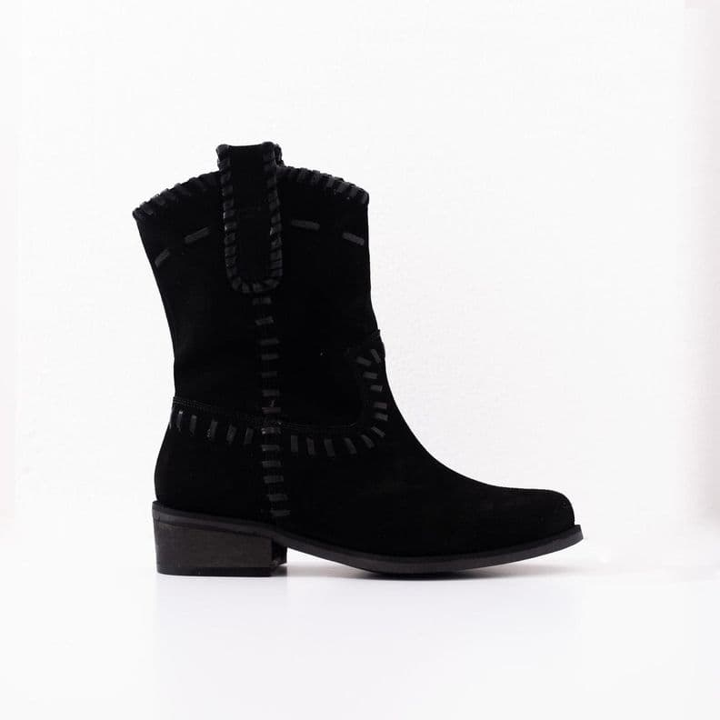 Bota Cuero Mujer Ceniza Negro 38