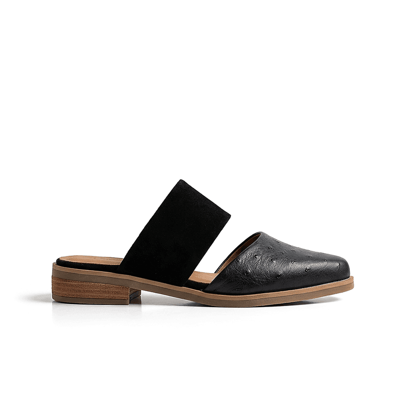 Babucha Mujer Cuero Gaviota Negro 38
